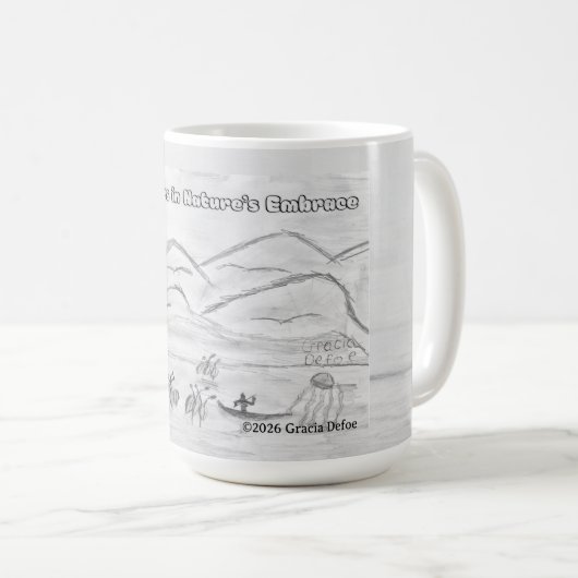 'Calm Waters in Nature's Embrace' Mug Kaffeetasse (VorderseiteRechts)