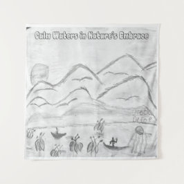 'Calm Waters in Nature's Embrace' Tapestry Wandteppich