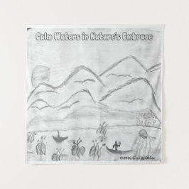 'Calm Waters in  Nature's Embrace' Tapestry Wandteppich