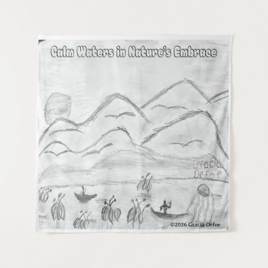 'Calm Waters in Nature's Embrace' Tapestry Wandteppich (Vorderseite)