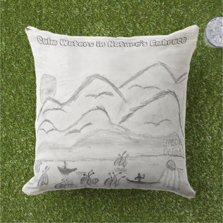 'Calm Waters in Nature's Embrace' Throw Pillow Kissen