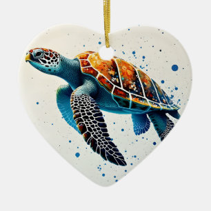 Calm Waters: Meeresschildkröten feiern Keramik Ornament