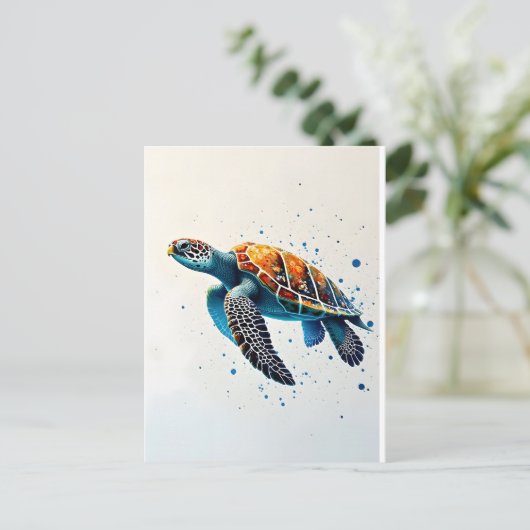Calm Waters: Meeresschildkröten feiern Postkarte (Stehend Vorderseite)