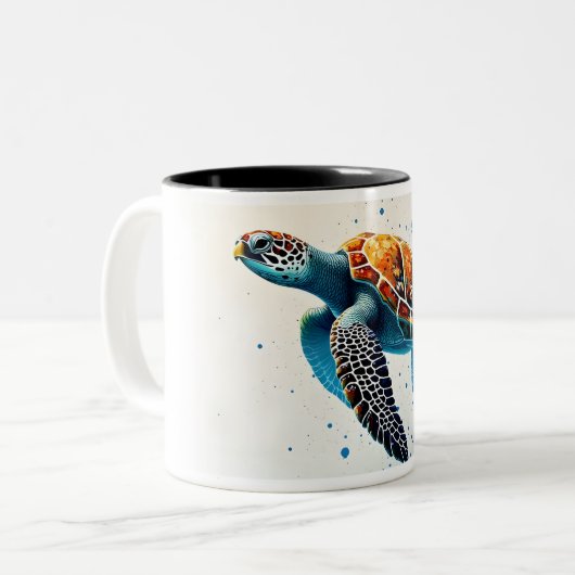 Calm Waters: Meeresschildkröten feiern Zweifarbige Tasse (Vorderseite Links)