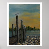 Calm Waters Sunset mit Seagulls Poster (Vorne)