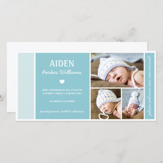 CALM WAVES | BABY BOY GEBURTSANKÜNDIGUNG ANKÜNDIGUNG (Vorne/Hinten)