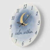 Calm Within – Watercolour Moon & Stars Serenity Cl Große Wanduhr (Winkel)