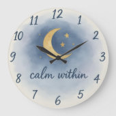 Calm Within – Watercolour Moon & Stars Serenity Cl Große Wanduhr (Vorderseite)