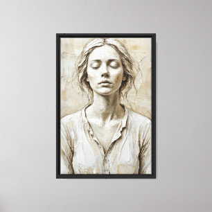 Calm Woman in Earthy Neutrals Leinwanddruck