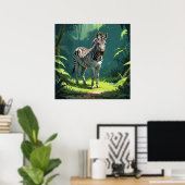 Calm Zebra Stehend in der Wildmalerei Poster (Heimbüro)