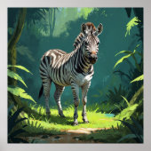 Calm Zebra Stehend in der Wildmalerei Poster (Vorne)