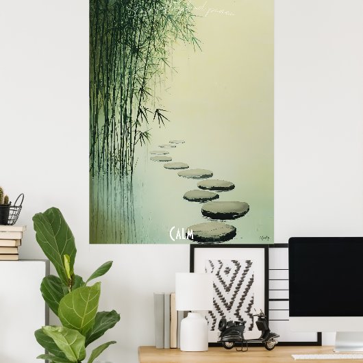 Calming Bamboo Forest and Stone Path Poster (Heimbüro)