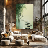 Calming Bamboo Forest and Stone Path Poster