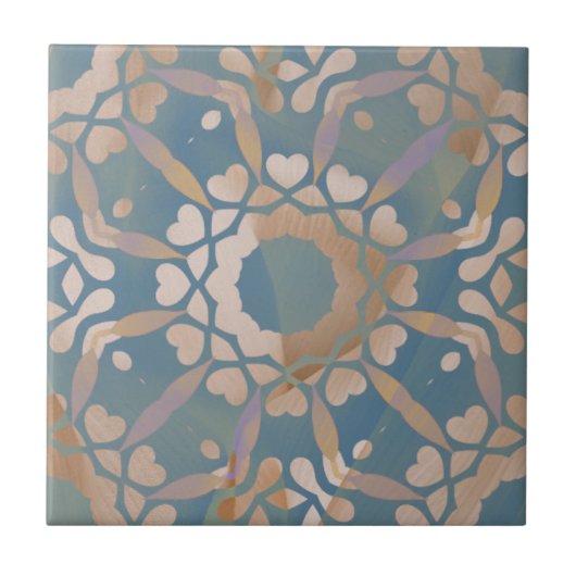Calming Blue Beige White Distressed Geometric Fliese (Vorderseite)