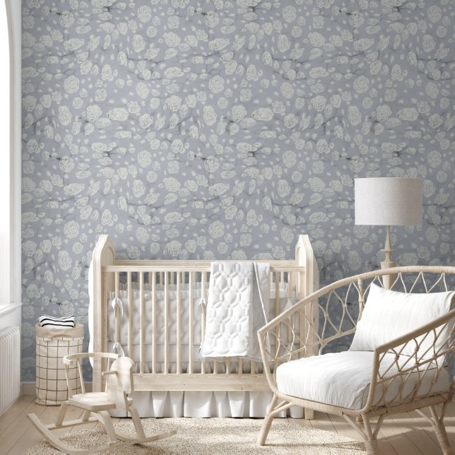 Calming Blue Floral Waters Baby Kinderzimmer Tapete (Kinder)