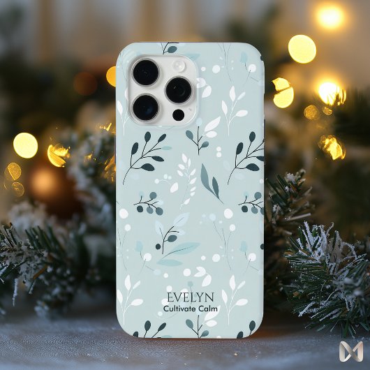 Calming Blue Leaf Muster - Elegantes Minimalistisc Case-Mate iPhone Hülle