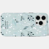 Calming Blue Leaf Muster - Elegantes Minimalistisc Case-Mate iPhone Hülle (Rückseite (Horizontal))
