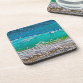 Calming Blue Ocean Waves Beach Art Getränkeuntersetzer (Linke Seite)