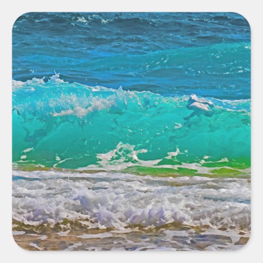 Calming Blue Ocean Waves Beach Art Imitate Quadratischer Aufkleber (Vorderseite)