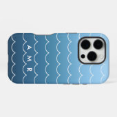 Calming Blue Wave Muster mit Monogram iPhone Hülle (Rückseite (Horizontal))