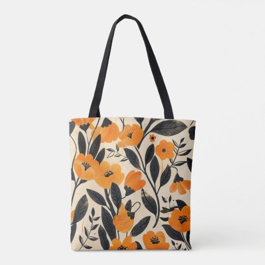 Calming Classic Orange Floral on Peach Fall Tasche (Rückseite)