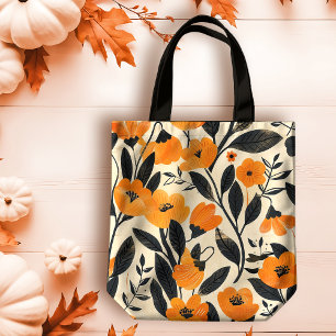 Calming Classic Orange Floral on Peach Fall Tasche