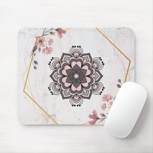 Calming Harmony - Rosa und Grau Kunst Mousepad (Mit Mouse)