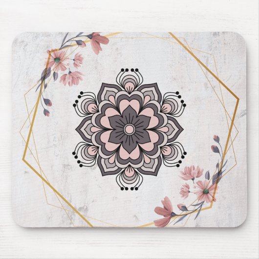 Calming Harmony - Rosa und Grau Kunst Mousepad (Vorne)