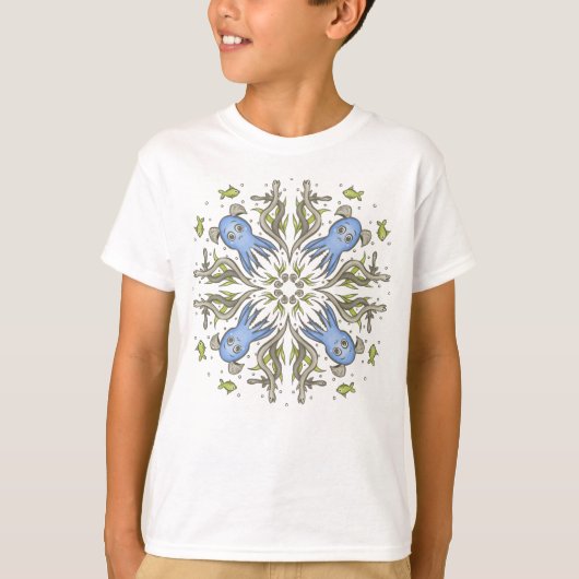 Calming Kawaii Octopus Kaleidoscope - Ocean Dreams T-Shirt (Vorderseite)
