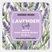 Calming Lavender Sprigs Handmade Bio Product Quadratischer Aufkleber (Vorderseite)