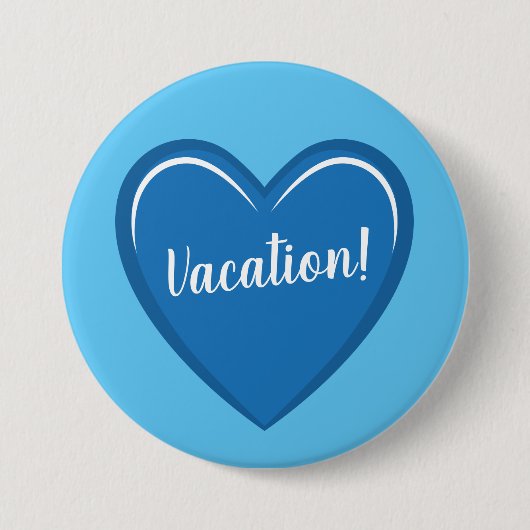 Calming Light Blue Heart Grafik auf Urlaub Button (Vorderseite)