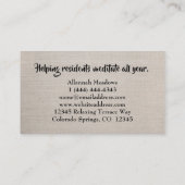 Calming Linen Bamboo Yoga Instructor Business Card Visitenkarte (Rückseite)