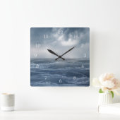 Calming Ocean Waves Sea Crest Dark Clouds Quadratische Wanduhr (Zuhause)