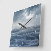 Calming Ocean Waves Sea Crest Dark Clouds Quadratische Wanduhr (Winkel)