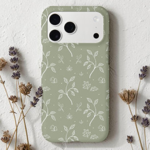 Calming Olive Green Leafy Blumenmuster Case-Mate iPhone Hülle