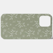 Calming Olive Green Leafy Blumenmuster Case-Mate iPhone Hülle (Rückseite (Horizontal))