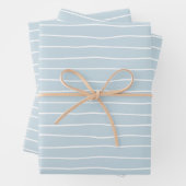 Calming Pastel Blue Ocean Waves Geometric Linear Geschenkpapier Set (Beispiel)