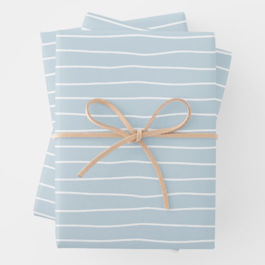 Calming Pastel Blue Ocean Waves Geometric Linear Geschenkpapier Set (Beispiel)