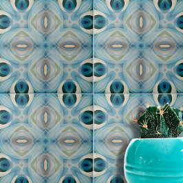 Calming Soft Blue und Indigo Geometric Muster Fliese