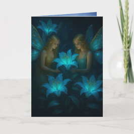 Calming Thinking of You Blue Lily Fairy Karte