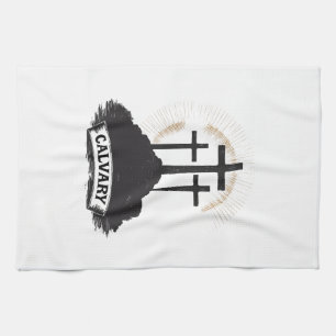 Calvary Hill Jesus Vintage Gravur Faith Tee (1) Geschirrtuch