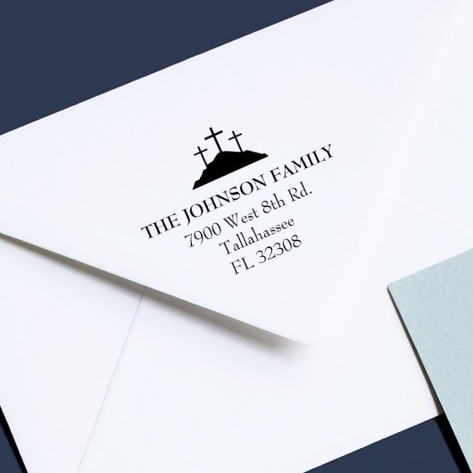 Calvary Simple Religious Family Return Addres Gummistempel