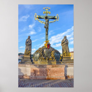 Calvary Skulptur, Karlsbrücke, Prag Poster