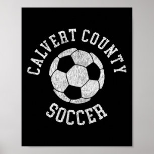 Calvert County Fußball Retro Distressed 90er Vinta Poster