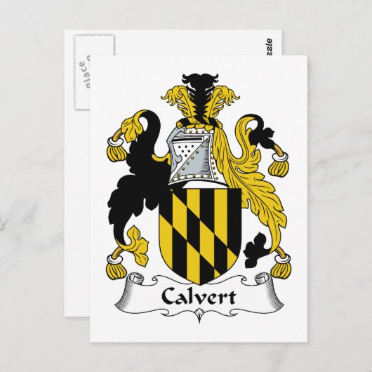 Calvert Familienwappen Postkarte (Vorne/Hinten)