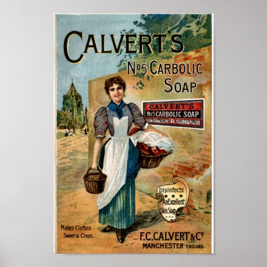 Calverts Vintage Werbung für Carbonseife Poster (Vorne)