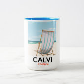 Calvi Corsica Reiseposter Zweifarbige Tasse (Mittel)
