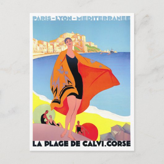 Calvi France Vintage Reise Postkarte (Vorderseite)