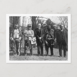 Calvin Coolidge mit Osage Amerikanischen Ureinwohn Postkarte