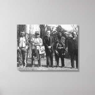 Calvin Coolidge mit Osage-Ureinwohner-Fotografie Leinwanddruck